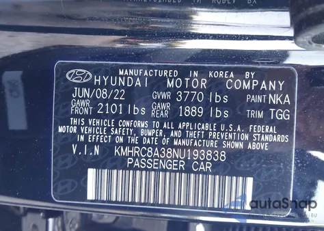 2022 Hyundai Venue Sel from USA, damaged, VIN KMHRC8A38NU193838